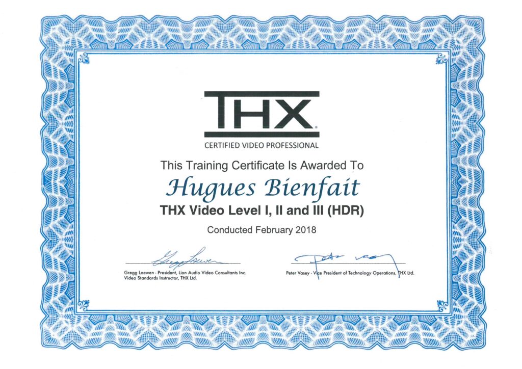 2018-10 - THX Video certificate